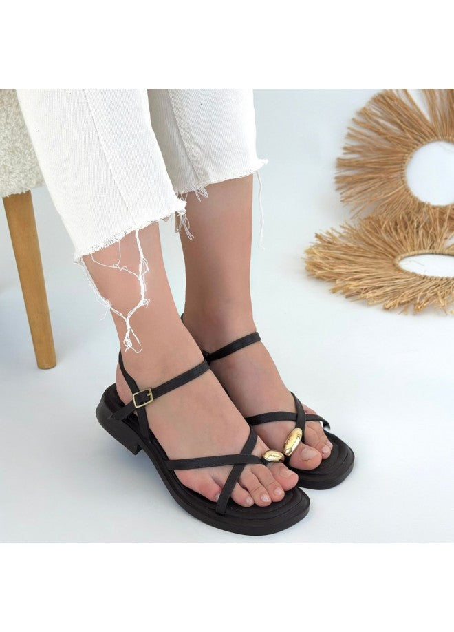 Capri Kahve Kemerli Sandalet