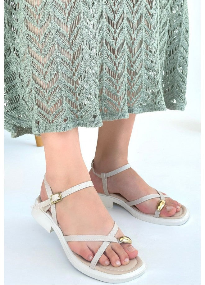 Capri Bej Kemerli Sandalet